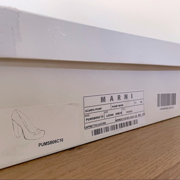 MARNI Red Fuoco Scarpa Goat Leather Pump IT38 - Picture 10 of 10